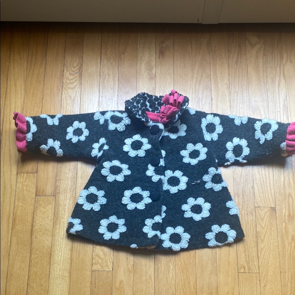 Corky & Company Vintage Floral Black and White Kids Jacket Size~ 2/3